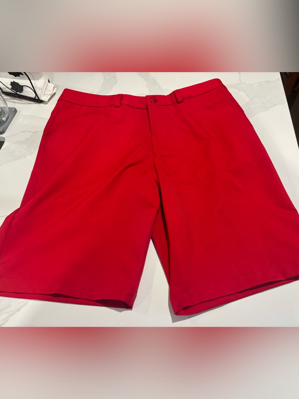 Vibrant red Hugo Boss Hayler 5 shorts.